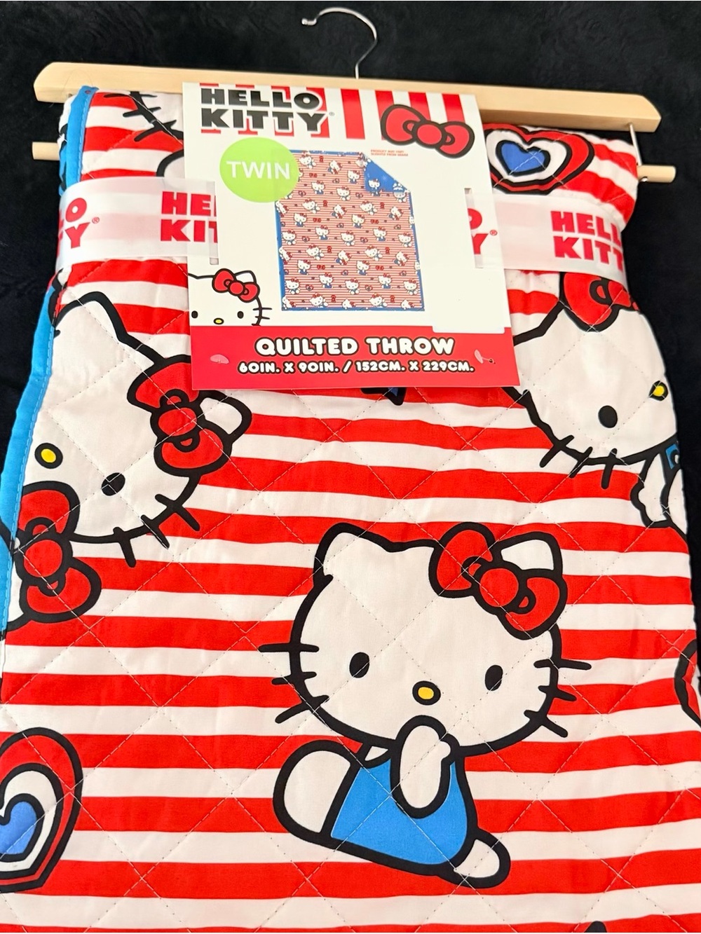RARE Hello Kitty Patriotic Quilted Throw Blanket -NWT! 4th of July